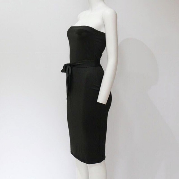 REVAMPED Black Tube Midi Bodycon Dress - Picture 2 of 5